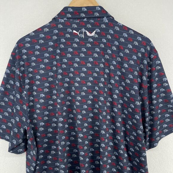 PUMA Shirt Mens XL VOLITION AMERICA 4x4 Drive Golf Polo Stretch Black Navy Blue - Picture 6 of 14